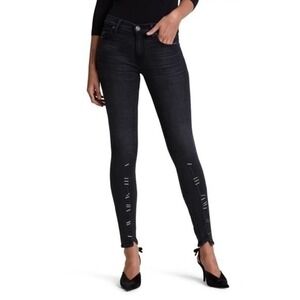 Hudson Nico Mid Rise Super Skinny Staple Detail Jeans In Undercover Black 25 NWT